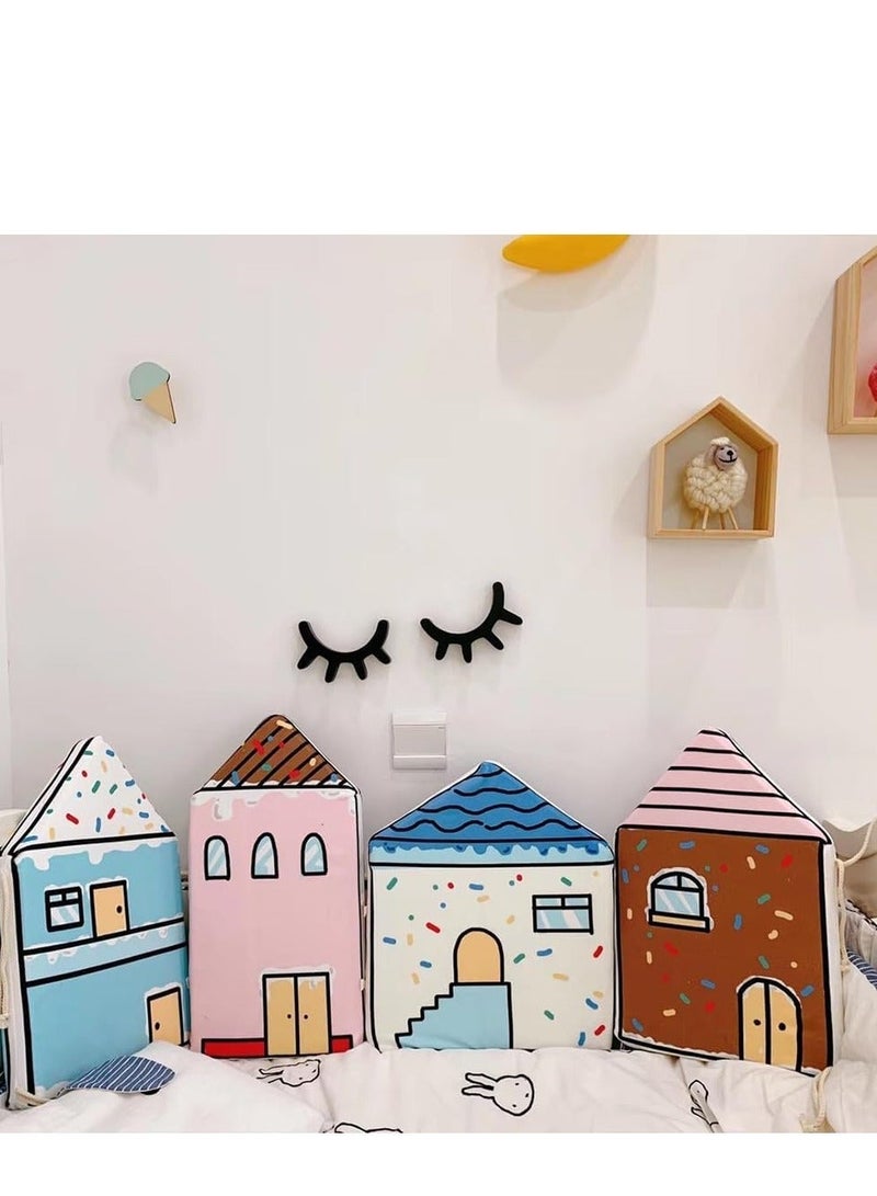 Y&D Baby Crib Cot Bumper Cushion - Ultra-Soft Velvet Anti-Collision Little House Bed Bumper | Crib Bedding Cartoon Soft Padding Bed Rail for Crib & Kids' Room Decoration - Image 4